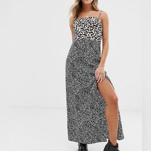 ASOS cami midi dress in mismatch leopard